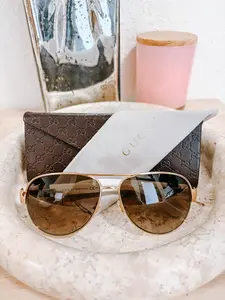 Pre-owned Gucci GG Sherry Line Aviator Sunglasses with Case and cleaning cloth