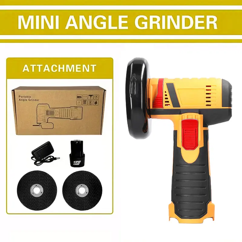 Yellow Angle Grinder（ 1 bat, 2 Cutting Blades）