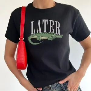Later Gator Baby Tee, 90s Y2K Baby Tee, Alligator Graphic Shirt, Retro Cropped Tee, Funky Statement Shirt, Trendy Graphic Tee, Vintage 90s Shirt, Animal Graphic Shirt, Women Graphic Tee, Fitted Baby Tee, Casual Fit Shirt