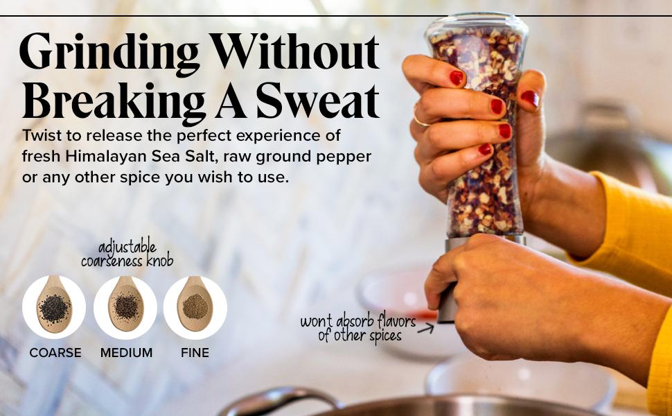 [ Limited time Deal ] -Salt and Pepper Grinder Set - Stainless Steel Refillable Salt & Peppercorn Shakers Glass Kitchen Seasoning Utensils