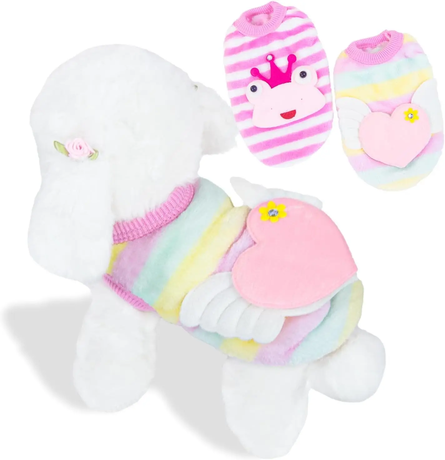 2 Pack Dog Sweaters for Small Dogs Girl Winter Fleece Cute Warm Puppy Sweaters Extra Small Dogs Clothes Chihuahua Teacup Dog Cat Clothes Pet Outfit Pink (XXX-Small)