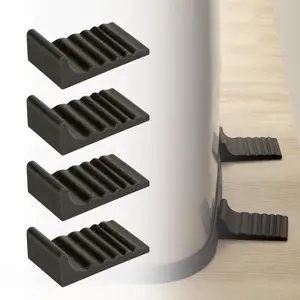 Trash Can Wall Protector and Stop Moving Backward, 4 Pcs Silicon Trash Can Bumper, Wall Spacer Garbage Bin for Round & Square Waste Baskets, No Drill Kitchen & Office Floor and Wall Guard, Black