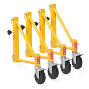 VEVOR 4-Pack Scaffold Outriggers, 1000 lbs Total Load Capacity Baker-Style Scaffolding Accessory with Swivel Casters, Carbon Steel Scaffold Wheel System with Rust Proof Galvanized Surface, Yellow