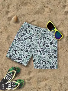 Men's Camo Print Shorts, Regular Fit Casual Comfy Beachwear Drawstring Waistband Shorts for Summer, Men's Bottoms for Beach Vacation, Camouflage