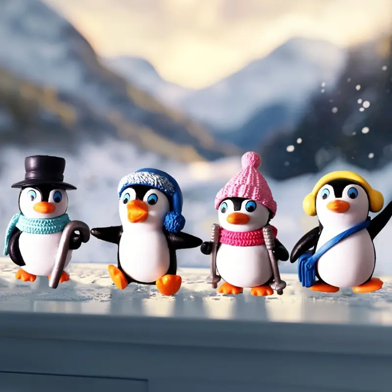 4 Pack /8 Pack car decorations Penguin Christmas gifts, birthdays, parties, gifts, Penguin gifts cute Penguin doll small ornaments set mini cartoon Penguin decorations.