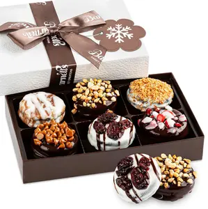 Christmas Holiday Thanksgiving 6 Chocolate Cookies Gift Basket, Gourmet Chocolate Covered Candy Gifts for Food Delivery, Spring Candy Treats Baskets Ideas for Dad, Husband, Brother, Son, Grandfather, Father, Grandmother, Daughter, Mother, Grandm