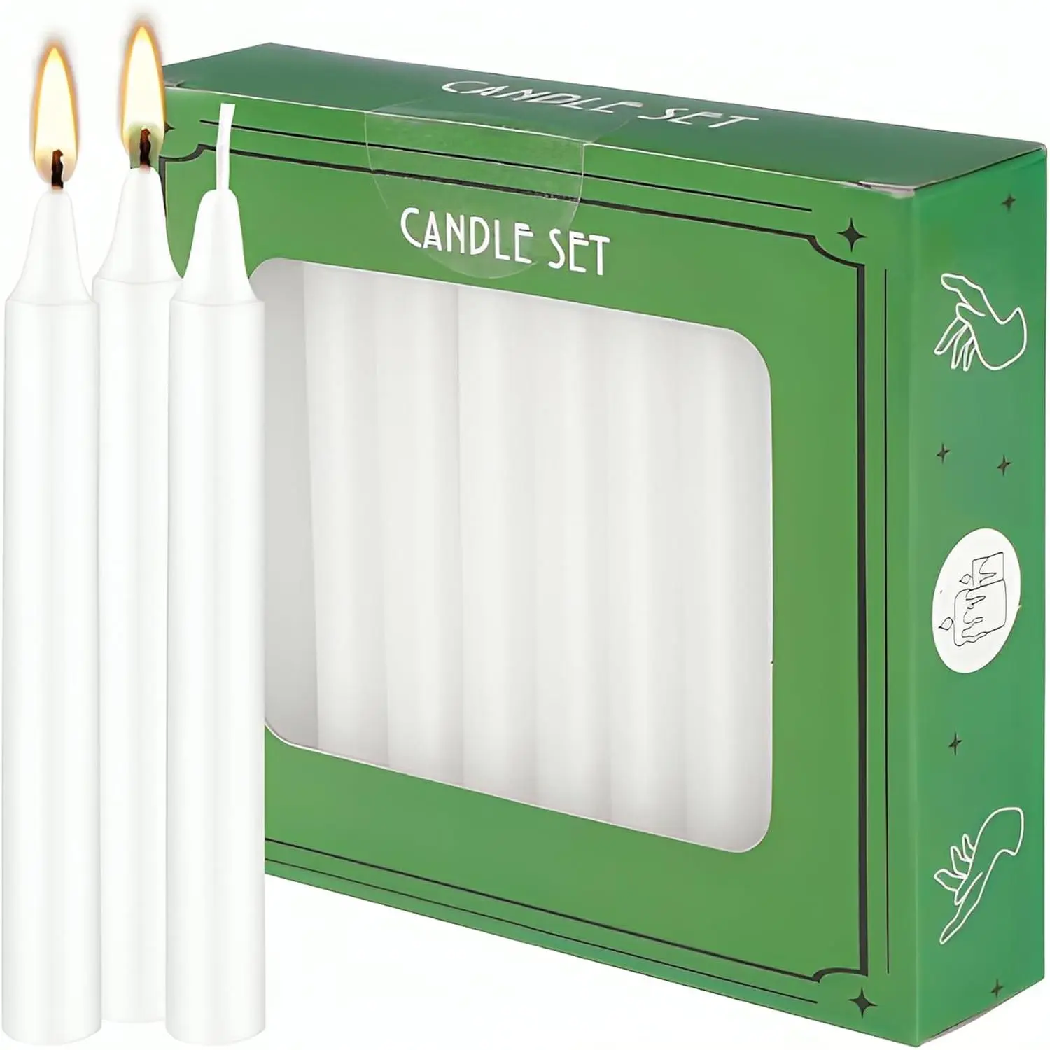 Set of 20 White Spell & Chime   Mini Taper Candles for Rituals, Prayer, Birthdays, Meditation,  - 4 Inch Tall, Unscented.