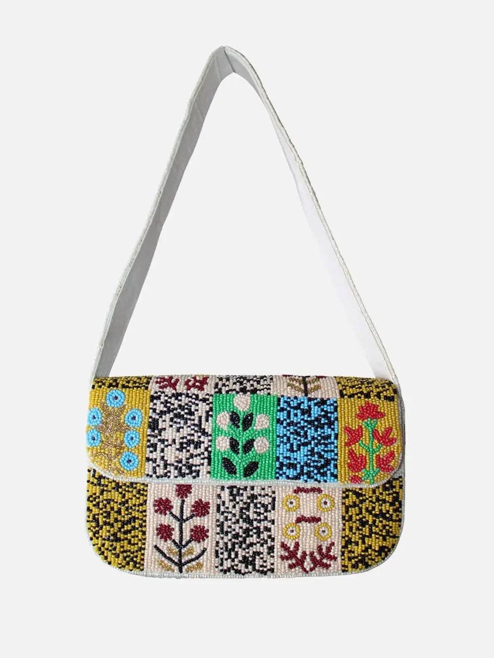 Western Floral Pattern Beaded Shoulder Bag