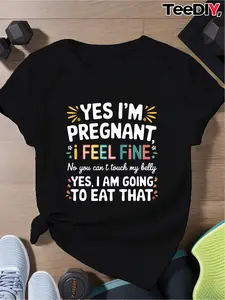 Women's 'YES I'M PREGNANT' Maternity T-Shirt - Humorous Pregnancy Announcement Top with Colorful Suitable for Expectant Moms, Soft Breathable Fabric, Machine Washable Round Neck Short Sleeve Shirt for Prenatal Wear & Shower Outfits