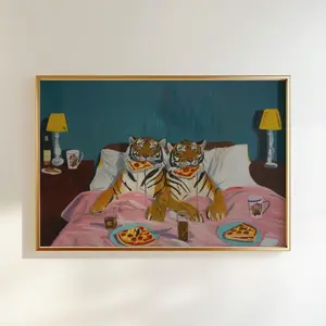 Wall Art, Maximalist Tiger Print, Dopamine Bedroom Decor, Gift for Wife, Valentines Day Gift, Love Poster, Pizza Art Print, Cozy Home Decor