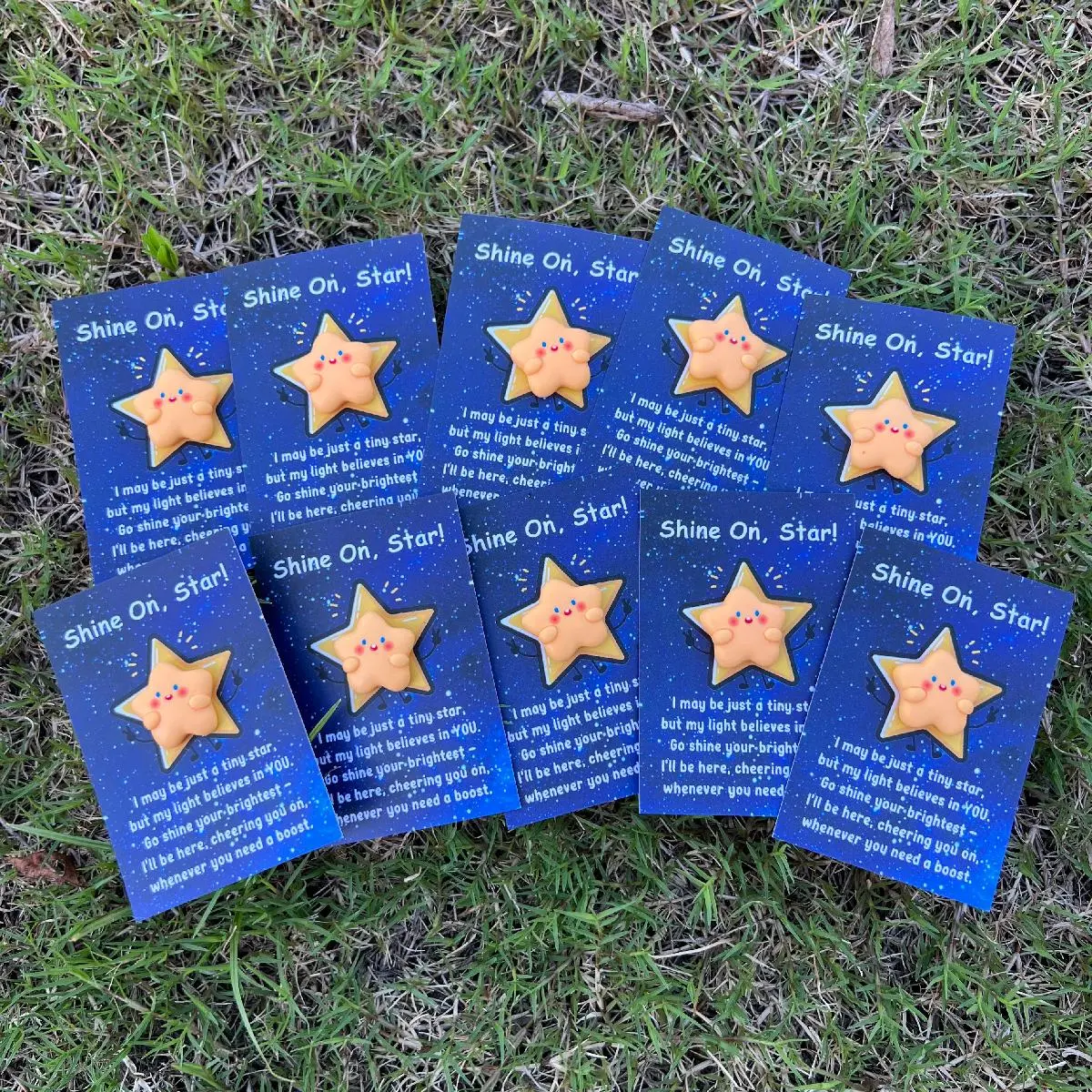 10 Sets Pocket-Sized Resin Star Charm with Encouragement Card, Inspirational Greeting Cards, Mini Cheerleader Gifts for Tough Days, Positive Message Card Perfect for Friends & Family, Quote Cards