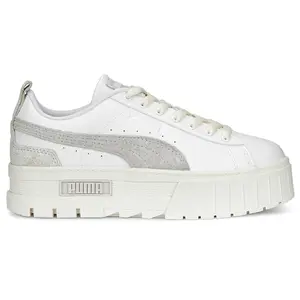 PUMA Womens Mayze Thrifted Perforated Logo Platform Sneakers Shoes Casual - White