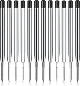 Pen Refills Black Ink 12 Pieces 1.0mm Medium Point Metal Ballpoint Refill Smooth Writing