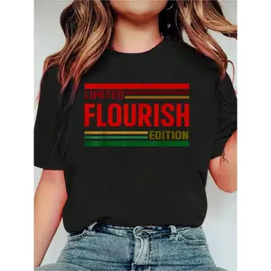 FLOURISH Limited Edition FLOURISH Name Personalized.Fashion Casual T-Shirt Print Crew Neck Casual T-Shirt Short Sleeve Sports Top. Smart CasualStreet Style Women's Clothing graphic tees women crop tops summer outfits for women summer tops T-Shirt