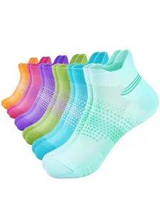 Ankle Compression Socks for Women 6 Pairs, Running Socks with Heel Tab, Cushioned Low Cut Athletic Socks, Comfortable Sports Footwear