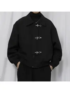 Men'S Oversized Bomber Jacket | Loose Fit Plus Size Available, Y2K Retro Streetwear Coat with Button Closure, Multi-Pocket Design & Lining, Casual Outerwear, High Street Style, Autumn 2025 Collection