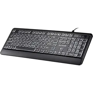 SurnQiee Large Letter Print Keyboard, 104 Keys Standard Full Size USB Wired White LED Backlit Computer Keyboard