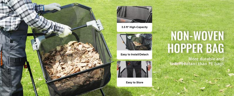 VEVOR Push Lawn Sweeper 21-Inch Leaf & Grass Collector with 3.5 cu. ft. Mesh Collection Hopper Bag,  , 2 Spinning Brushes & Strong Rubber Wheels VEVOR Super Brand Day