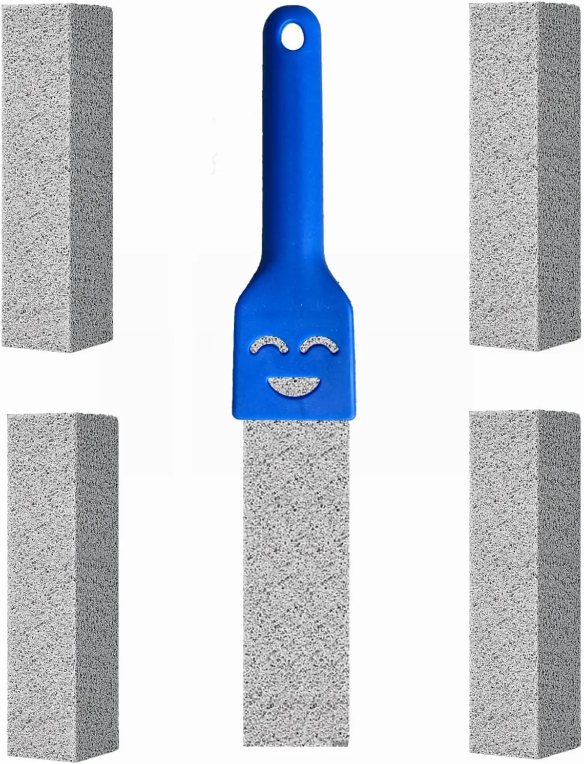 Pumice Stone Toilet Bowl Cleaner with Handle, Pumice Sticks Pumice Scouring Pad Powerfully Remove Hard Water Ring, Calcium Buildup, Cleaning Pool, Toilet, Kitchen Sink, Grill, Bathtubs, 5 Pack Blue
