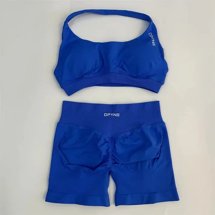 2026 New soft and comfortable fit;DFYNE Impact Bra & Short Set - Royal Blue High Performance Activewear for Women with Adjustable Straps Moisture Wicking Fabric Lightweight Minimalist Design Medium Support Versatile Workout Set