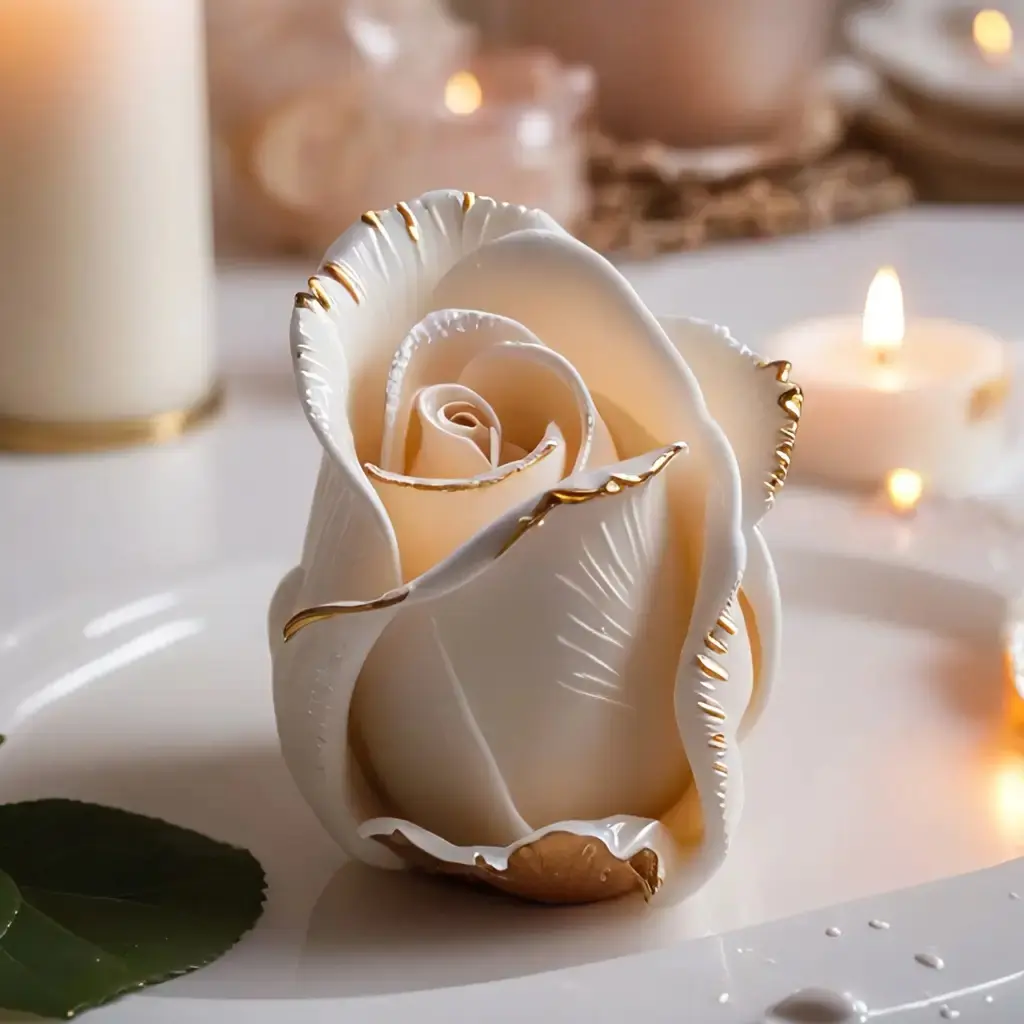 Rose Flower Silicone Mold with Leaves, DIY Candle Resin Soap Clay Mould, Reusable Decorative Craft Tool for Home Decoration, Handmade Crafts, Handicraft, Silicone Molds for Crafts