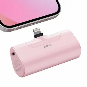 iWALK iPhone Lightning Charger Compact & Portable 4500mAh Battery for iPhone 5-14 Pro Max Ultra-Compact Design With Lightning Plug & Pass-Through Charging White - Connector, Cellphone