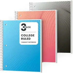 Spiral Notebook College Ruled, 3 Pack, 1 Subject, 70 Sheets 8-1/2" x 10", 3 Hole Punched, Lined Journaling Notebooks, for Writing,  & Office, School Supplies