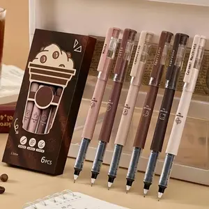 6-Pack Quick-Dry Liquid Ink Ballpoint Pens, Gel Pen Set, Fine Point Pens, Ideal for Writing, Office & School Supplies, Durable Plastic Material