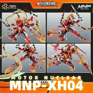 Motor Nuclear Ne Zha Model Kit Mecha With Six Arms Alloy Frame Lotus Display Base Multiple Weapons Action Figures Assembly Model