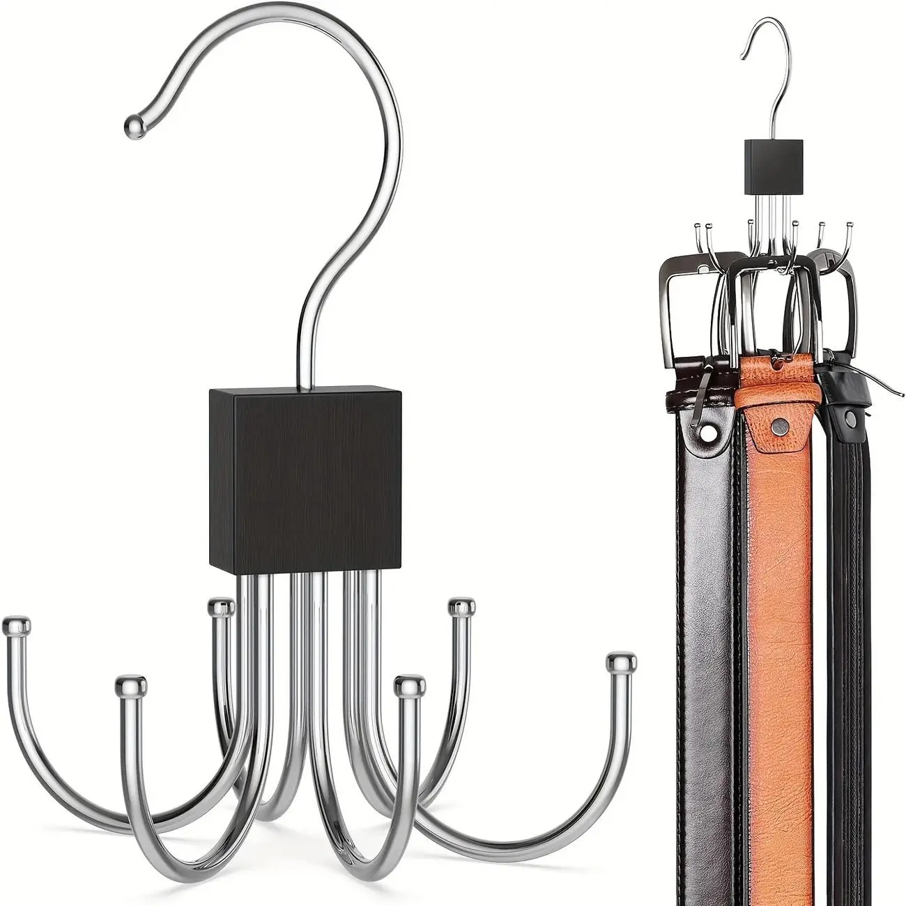 Multifunctional Hanger, 6-claw Rotating Hanger, Wooden Door Hook, Bag Hook with Polished Surface, Home Organizer for Clothes, Hats, Scarves, Hanging, Hat Holder Hanger, Hat Hooks Storage