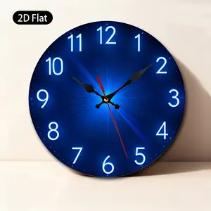 1pc, 2D Flat Wall Clock, Blue Starry Sky Numbers, Suitable for Living Room, Bedroom, Office, Study, Dining Room Decoration, 2D Flat