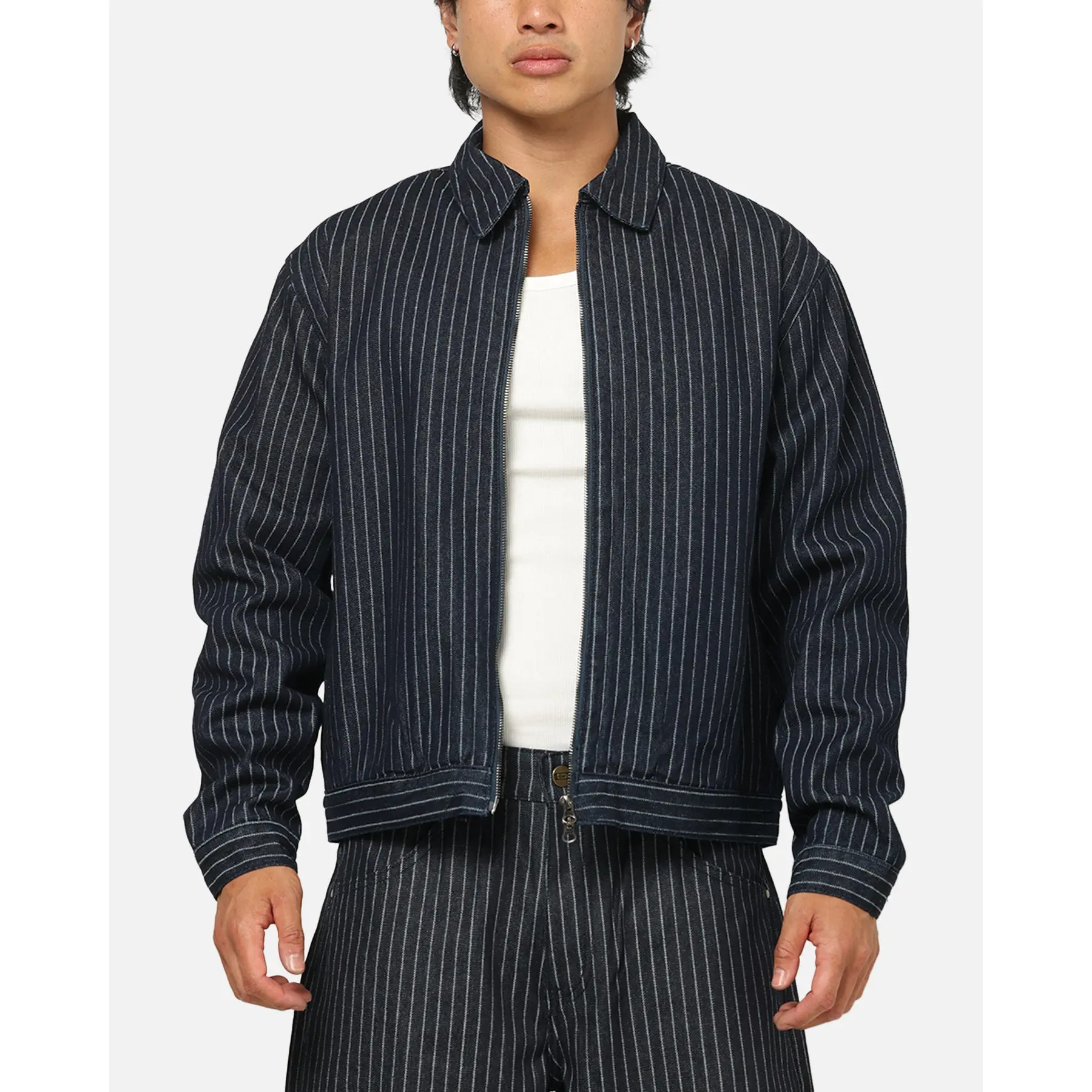 Carre Lockout Pinstripe Jacket Navy Pinstripe