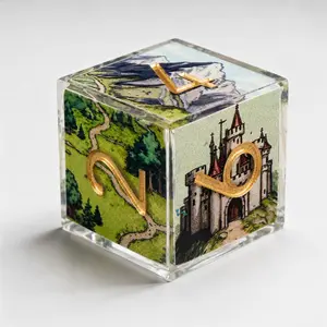 Adventure Map Dice Set – Hand Painted Sharp Edge Resin Polyhedral Dice for DND RPG Games