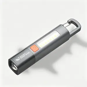 2026 Trending Super Bright Mini Flashlight Zoom Long Range COB Floodlight EDC Portable Camping Torch with Hook Lock Buckle