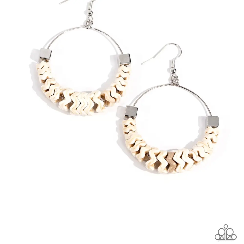 Capriciously Crimped - White Earrings
