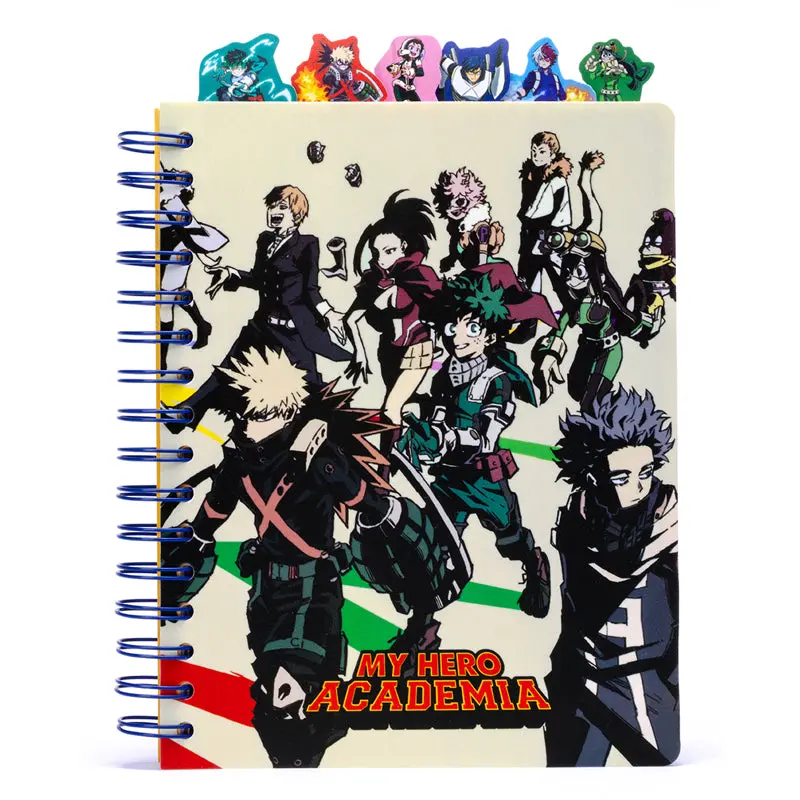 My Hero Academia Class 1-A Spiral Notebook - Plastic Cover, 192 Pages, 6 Sections, Planner, Easy Organization Office Stationery for Students, Six Sections