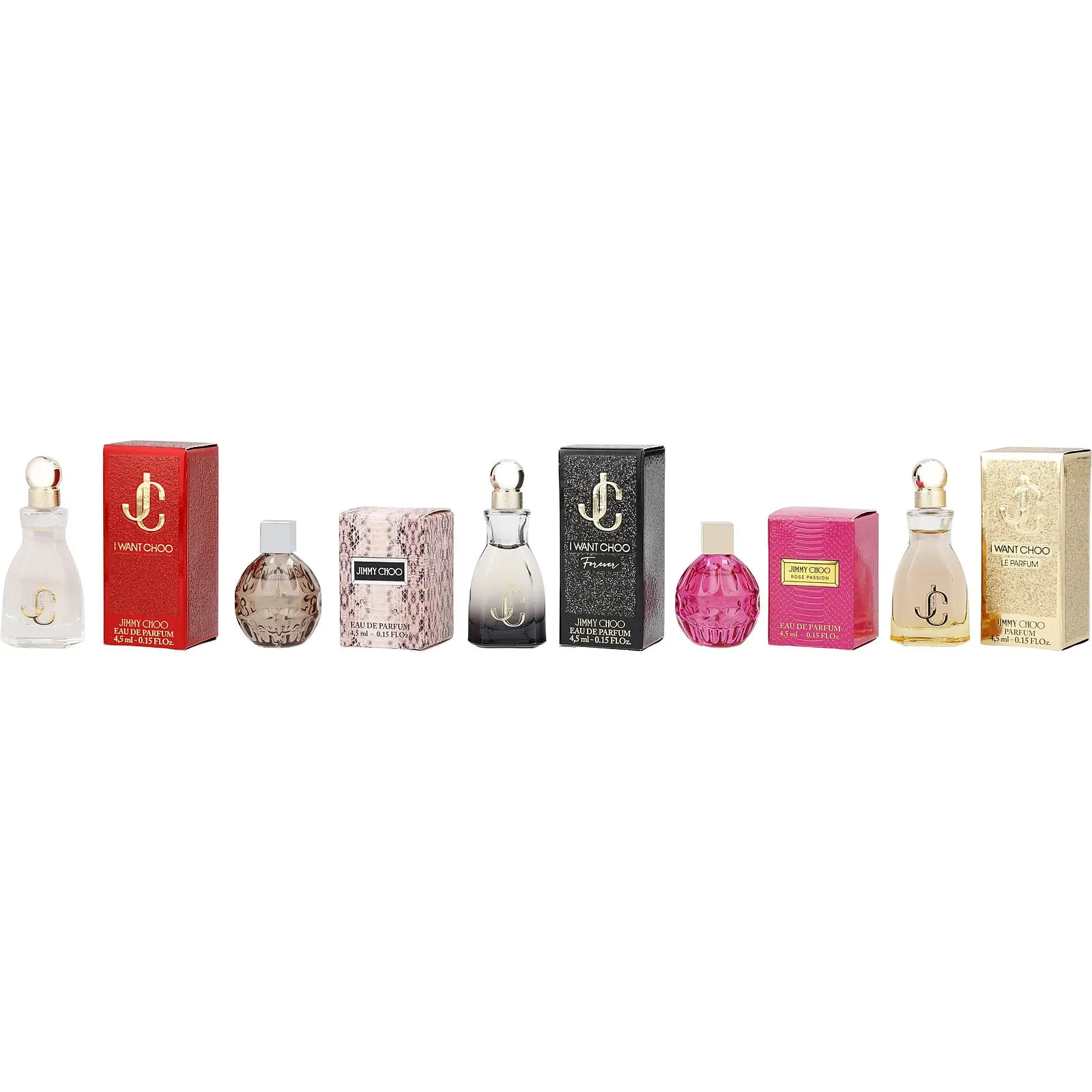 Jimmy Choo 5PC Miniature Collection by Jimmy Choo for Women Cardamom Fragrance Citrus Woody Musk