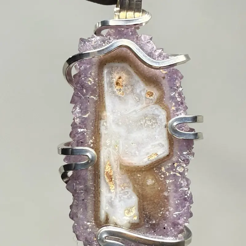 Amethyst Stalactite Piece Sterling Silver PENDANT Unique Artisan Crafted Design