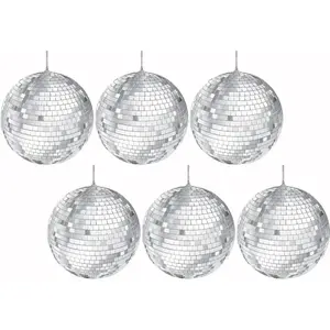 Mirror Disco Ball 2" Inch  Hanging Ball with Attached String for Hanging, Reflects Light, Party Favor (Pack of 6)