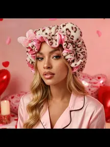 Leopard print striped plush 3D cat ear hair band headband for women, face-washing hair tie, wristlet, and waterproof sleeve accessory