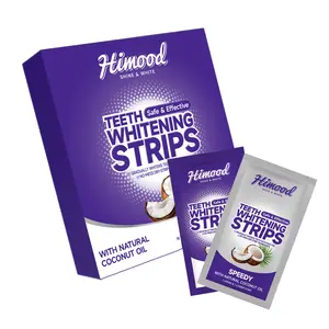 Himood Premium Whitening Strips with Coconut Oil - 14 Piece Pro & Fast Kit for a Comfortable Experience, Curved Non-Slip Fit, Enamel-Friendly Formula