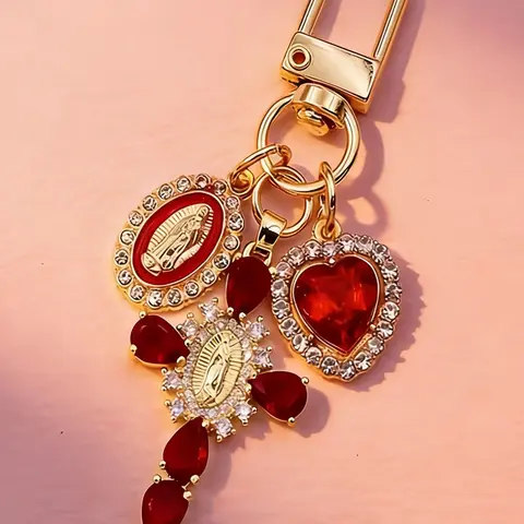 Bag Chains Religious Cross Bag Charm Stylish Bag Charm Gem-Set Cross High Quality Elegant And Mysterious Suitable For Bags And Keys Gifts For Friends Christmas Gift Birthday Gifts Keychain Bag Charms Accessory Purse Accessories Bag Charms For Handbags