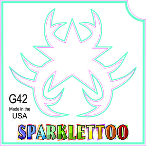 212 MAIN Ruby Red Paint G42 Glitter Tattoo Stencil - 2x2 in Square Shape, 3-Ply Tribe Design, Glitter Effect, Vibrant Look, Children-Safe, Pack of 100