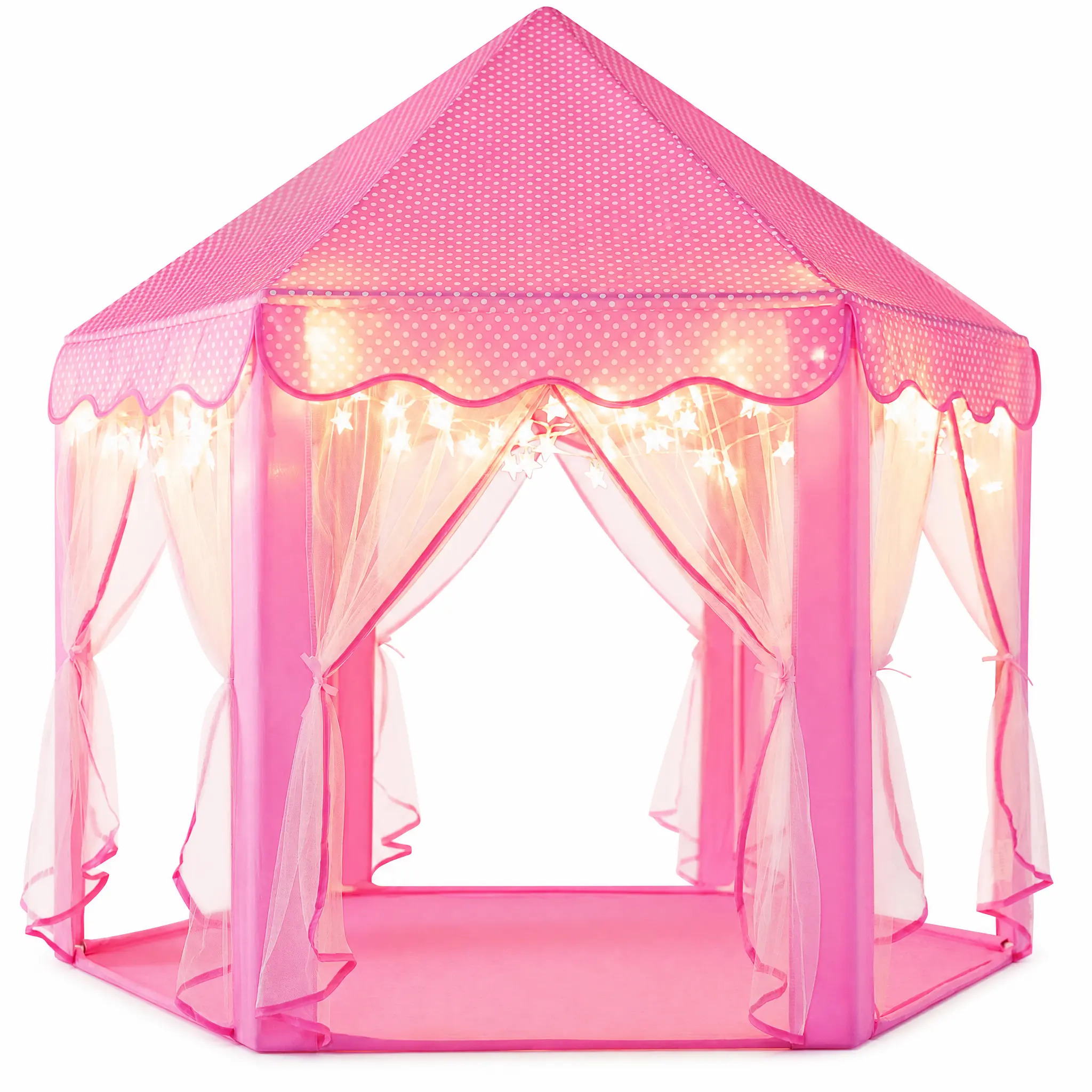 Apojungle Pink Hexagon Castle Playhouse Tent - Portable Unisex Kids Roleplay Toy, Indoor-Outdoor, Ideal 4-6 Years Girl Gift for Children's Day, Tents & Tunnels Category, Create Private Play Corner