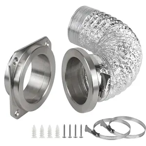 Magnetic Dryer Vent Wall Connector Kit - Stainless Steel Quick Release Coupling with 4 Inch 2.6ft Duct & Clamps - Airtight Seal Exhaust System for Tight Spaces