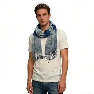 2pcs Navy Printed Viscose Scarf,Versatile Everyday Scarf,Gifts, Pairs With All Casual Outfits,Office Appropriate Subtlety For Women Men