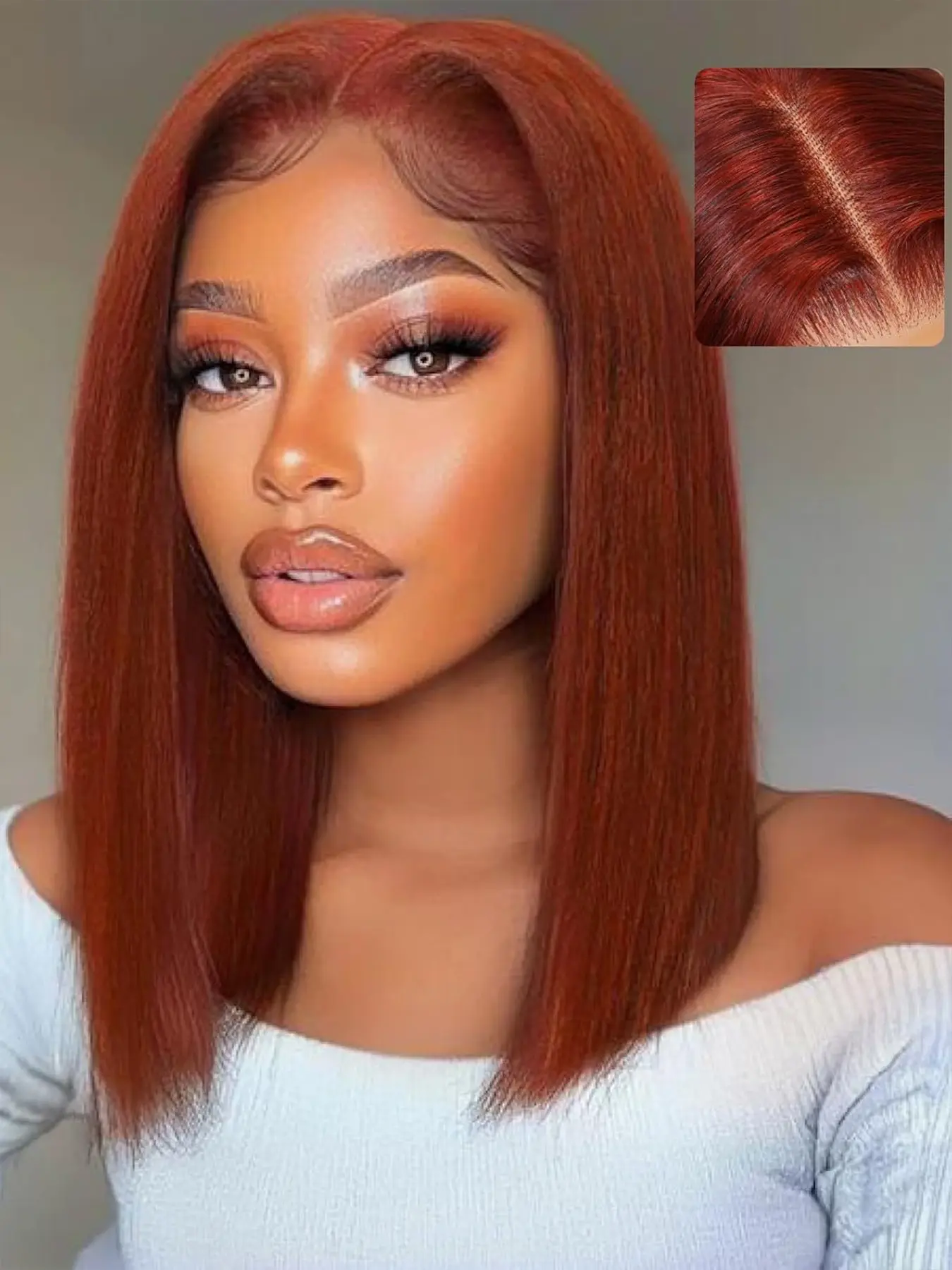 Real Premium Human Hair Reddish Brown Bob Wig,13x4 Short Straight Lace Front Wigs Human Hair 180% Density 33# Copper Red Brown Wig Human Hair Bob Lace Front Wigs Human Hair for Women Lace Front Bobs