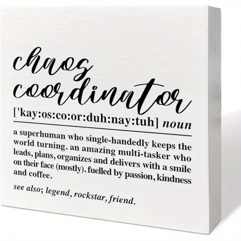 Chaos Coordinator Gifts for Women Men, Thank You Appreciation Gifts for Coworker Colleague Boss Leader Mentor Mom Retirement Birthday Christmas Gift, Rockstar Friend, Wooden Box Sign Office Desk Decor 5x5 inch
