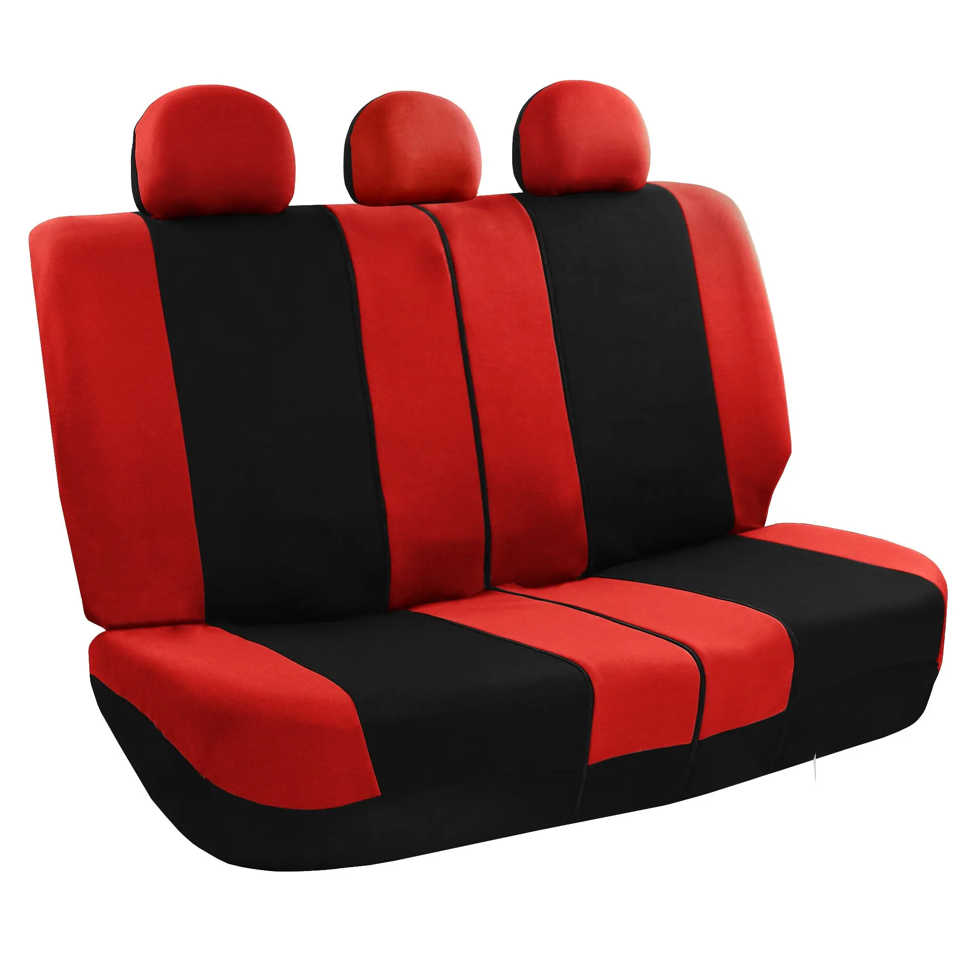 FH GROUP Light & Breezy Polyester Red Flat Cloth Backseat Car Covers - Airbag-Safe, Hook-Loop-Equipped Automotive Seat Accessories