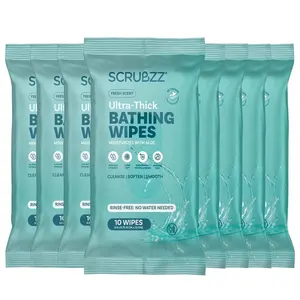 Extra Large Bath Wipes for Adults No Rinse-80 Disposable Body Cleansing Cloths for Men, Women & Elderly-Great for Gym, Camping, Post Surgery